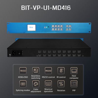 Procesador de vídeo 4K60   4 entradas, 16 salidas para pantalla múltiple Procesador de pared de vídeo 4K profesional