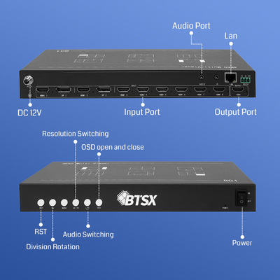 Opciones de control RS232 8 Controlador de pantalla multi-pantalla de entrada HDMI para conmutación de video sin esfuerzo y diseño fácil de usar