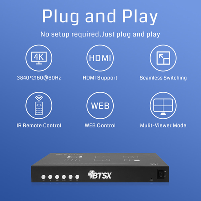 Opciones de control RS232 8 Controlador de pantalla multi-pantalla de entrada HDMI para conmutación de video sin esfuerzo y diseño fácil de usar