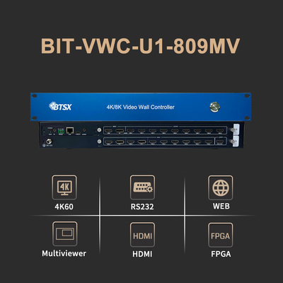 Bitvisus 4K60 8 en 9 controlador de pared de video de salida Rs232 HDMI / DP Control web de red 2x2 controlador de matriz de pared de video