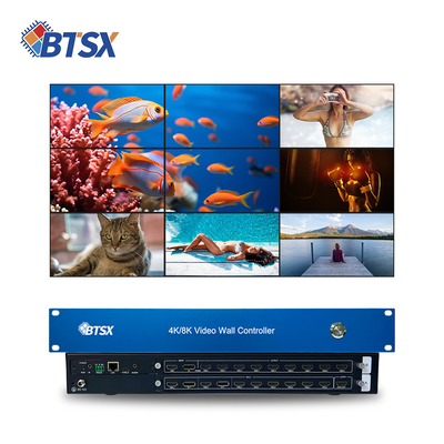 Bitvisus 4K60 8 en 9 controlador de pared de video de salida Rs232 HDMI / DP Control web de red 2x2 controlador de matriz de pared de video