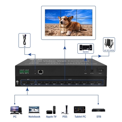 Controlador de pared de vídeo Bitvisus - admite configuraciones 3x3, 2x4, 5*1 7*1, sin latencia, sin estiramiento BIT-VWC-109