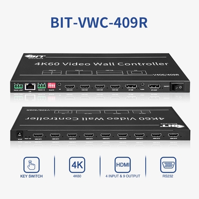 Bitvisus 3X3 2X3 4K sin fisuras 4 Fuente PIP POP HDMI TV Sala de reuniones Sala de conferencias Procesador de pared de video Controlador BIT- VWC-409R