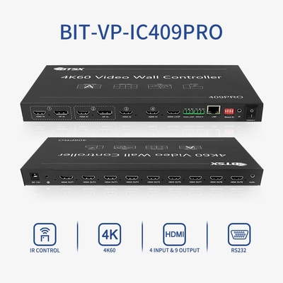 Bitvisus 1U RACK PIP Conmutador HDMI de conmutación sin fisuras Matriz 3x3 3x4 3x5 3x5 4K60 Procesador de control de pared de video de TV LED LCD