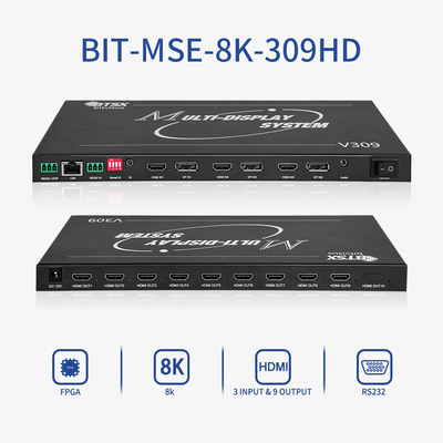 Procesador de pared de video profesional Bitvisus 8K - 9 salidas, salida de video sincronizada de alta definición BIT-MSE-8K-309HD